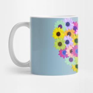 Daisy heart - spa blue background Mug